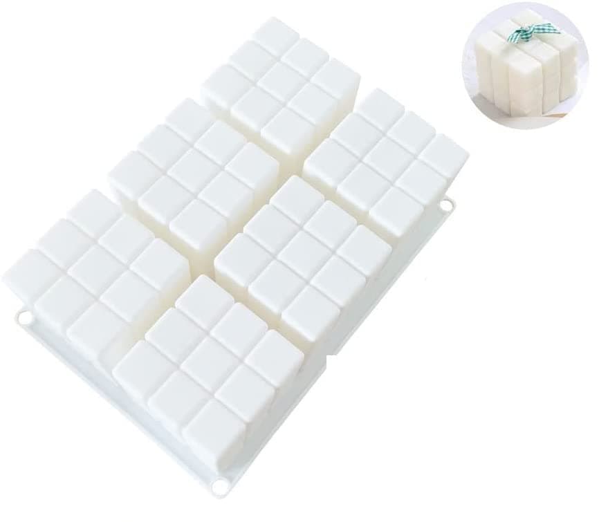 Yuniverse 6 Cavity 3D Rubik’s Cube mold,Silicone Molds Baking for Mousse Cake - 22.2 x 15.1 x 6 cm
