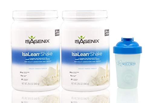 Isagenix Isalean Creamy French Vanilla Shake 29.6oz Canisters & BONUS Common Wellness shaker bottle(2 Pack)