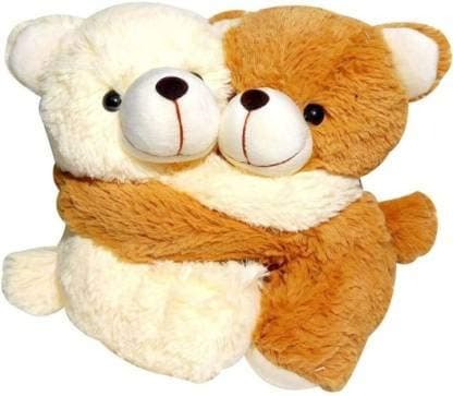 Virsaa Cute Love Hugging Couple for Valentines, Anniversary, Birthday Soft Toy Gift Set - 22 cm  (Beige, Brown).