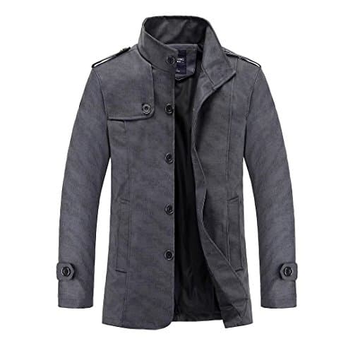 ZhenZhou trench coats for men autumn winter stand collar slim fit pu leather business style