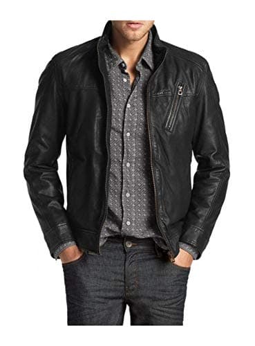 Laverapelle Men's Genuine Lambskin Leather Jacket (Black, Large, Color Cotton Lining) - 1501210