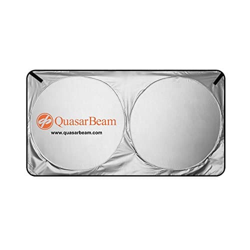 QuasarBeam Car Sun Shield, Windshield Protection, Sun Deflector for Your Auto (Fiery Orange - 60" x 32" / 150 cm x 80 cm)