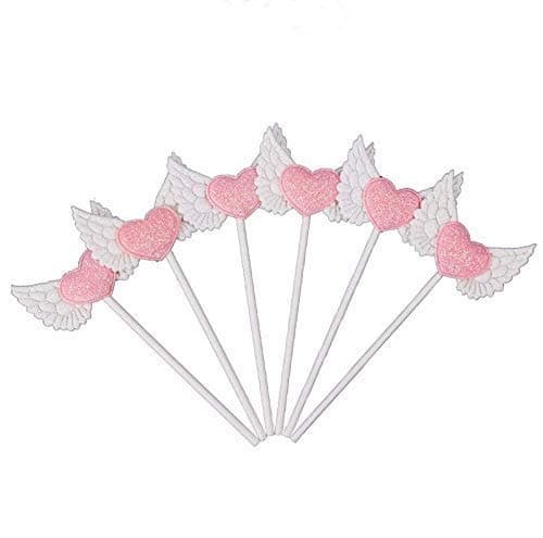 efoot Angel Decorations Party,20PCS Personalized Angel Wings Cupcake Toppers Picks, Cake Topper Perfect for Bridal Baby Shower, Wedding and Birthday Party Decoration (White)