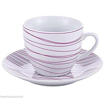 Kaiserhoff KH-11080005 Porcelain Tea Coffee Mocha Cups and Saucer Plate Set of 8 in Gift Box