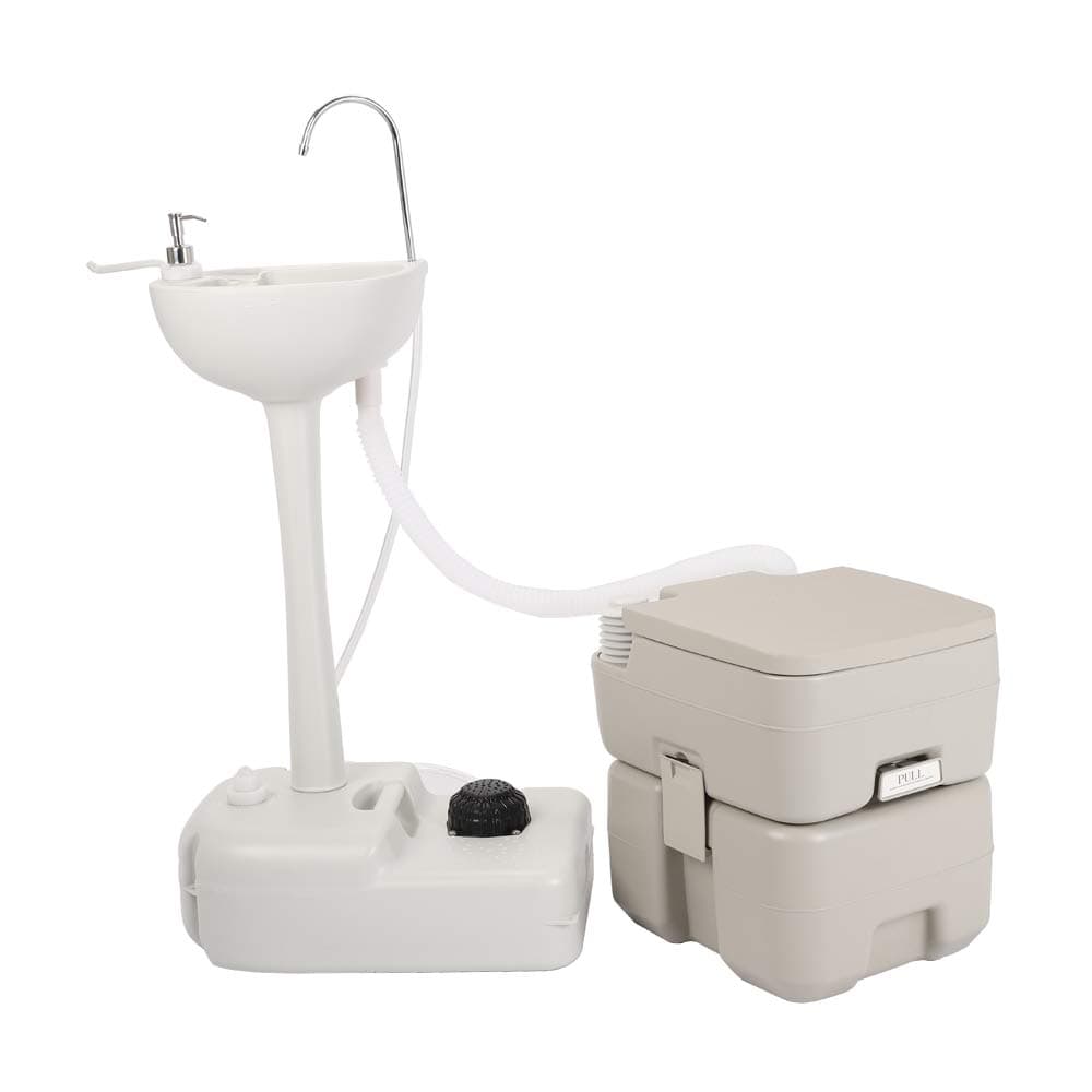 Outdoor Garden Camping Hand Sink with Portable Toilet, Removable Hand Washing Basin Sanitary Ware for RV/Kitchen/Indoor, White (2020 version)