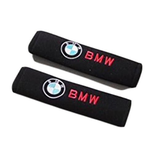 Seat Belt Cover Shoulder Pad Red Lettering With Logo 2PCS