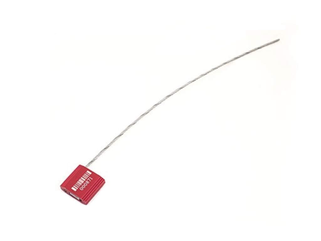 Steel Cable Metal High Security Seals, 50 pcs- Red, Numbered barcode 12 Inch Red, Pull Tight, Aluminum Body, Security Tie-Galvanized l with 3/32 inch) or (2.4mm) wire, Free & Quick Delivery from USA