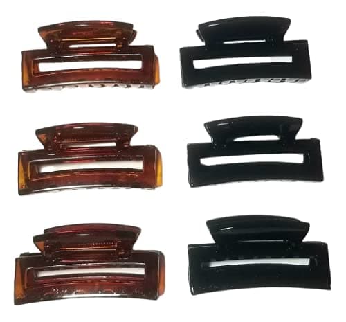 SRS S R SELECTION Unbreakable Plastic Hair Clip clutcher/Claw Clip For Women & Girls (Black, Shell) pack of 6 piece