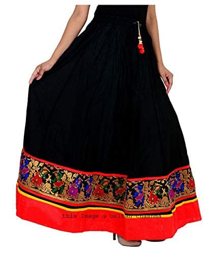Ooltah Chashma Women's Long Skirt - SKRT-128_Black_Free Size
