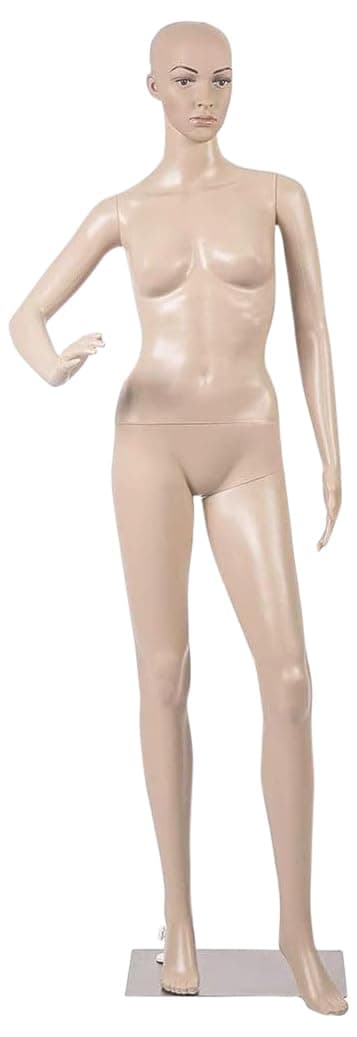 Female Mannequin Torso Dress Form Body Manikin Adjustable Model 69 Inch Full Plastic Stand Head Turns W/Metal Base