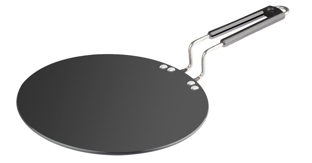 Eris Hard Anodized Concave Griddle/Tawa, Black, 10.5"