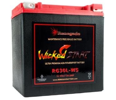 2015 HARLEY STREET GLIDE/STREET GLIDE SPECIAL REPLACEMENT BATTERY; RG30L-WS Wicked Start 600+ CCA's; Part# BTX30L, CB30L-B, YIX30L, 66010-97A/66010-97B/66010-97C