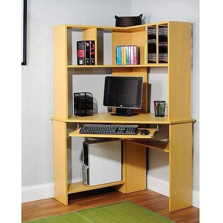 Morgan Computer Desk with Hutch, Natural