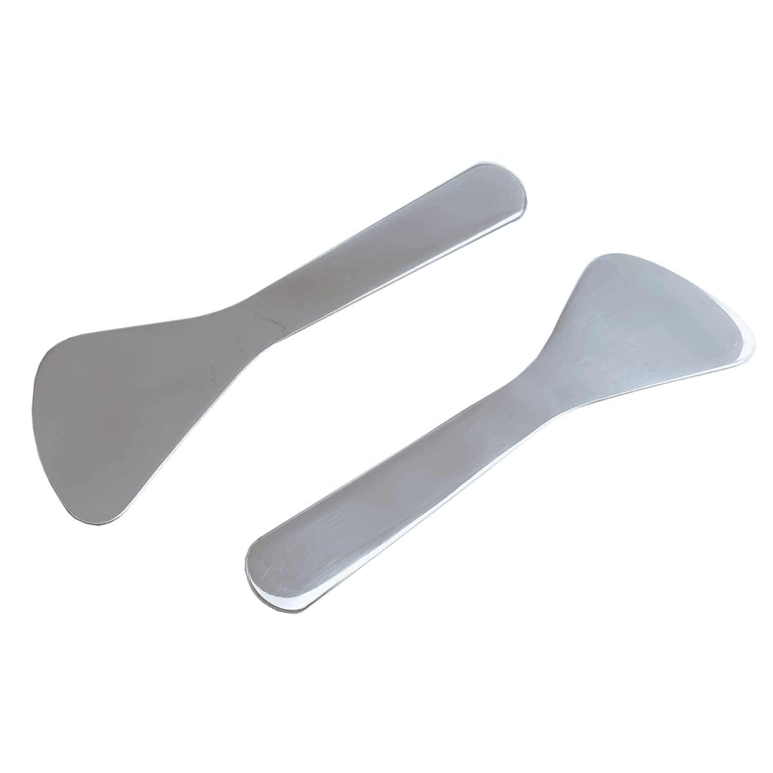 2Pcs Stainless Steel Cosmetic Spoon Spatulas Makeup Spatula Eye Cream Spoon Beauty Scoop Mini Spoon Makeup Beauty Spoons Mini Cosmetic Skincare Spatula for Home Salon, Silver