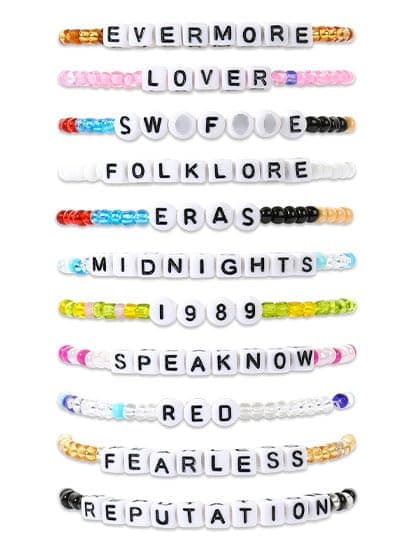 AIRSHEERHIR TS Friendship Inspired Bracelets Set, Tour ERAS Concert 11 Pcs Lover Anti Hero 1989 Reputation Friendship Bracelets for ERAS Music Concert