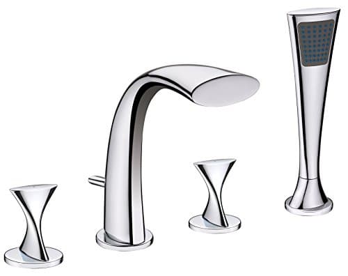 Ultra Faucets UF65340 Twist Collection Two-Handle Roman Bathtub Faucet with Hand-Shower, Chrome