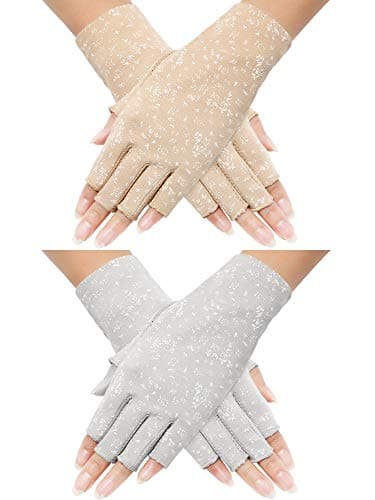 Maxdot Women Sunblock Fingerless Gloves UV Protection Driving Gloves Summer Mitten Non Slip for Outdoor Cycling Manicures