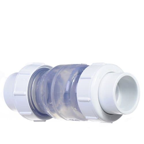 Swimming Pool ABS Pipe Fittings - 1.5" Clear Double Union Swing Check Valve