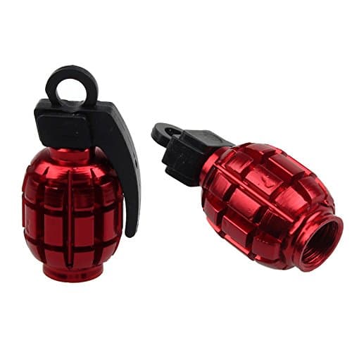 Switchali 2PCS New Grenade Alloy Valve Caps Dust Covers Bike Bicycle MTB BMX Car