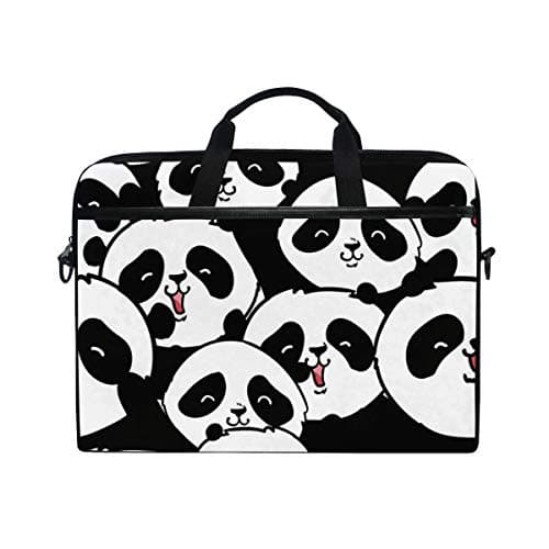 SLHFPX Laptop Bag Black and White Panda Head 14" 15" Laptop Case Notebook Briefcase Tablet Handbag Sleeve Computer Backpack with Shoulder Strap Handle for Men Women Travel Business School