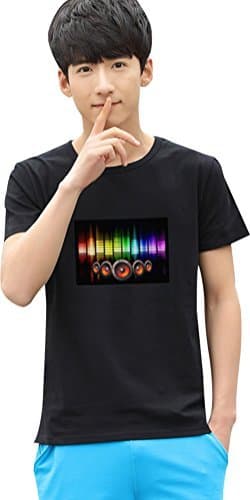 Sunny Morning Mens DJ Sound Activated LED Light Up Rave Shirt, L