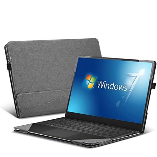 Honeycase Compatible with Lenovo Yoga 710 15.6 inch Case,PU Leather Folio Stand Protective Laptop Hard Shell Case Tablet Keyboard Cover Compatible for Lenovo Yoga 710-15,Light Grey