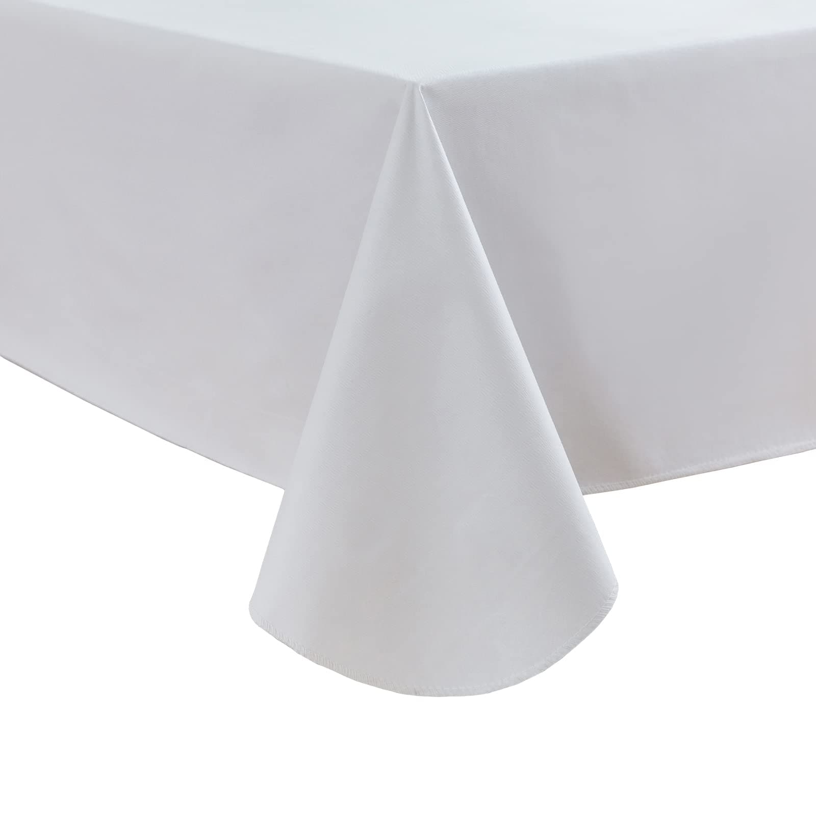 LIBERECOO Vinyl Tablecloth with Flannel Backing, Solid White, Waterproof, Stain-Resistant, Easy-Clean Table Cover for Dining, Kitchen, and Outdoor Use, 60" x 102" Rectangle
