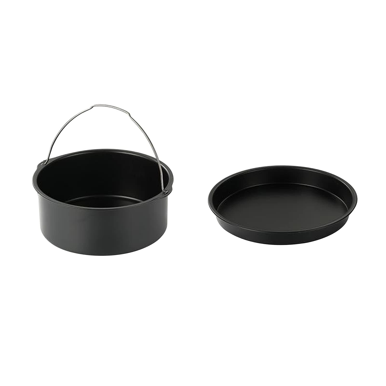 Set of 2 Cake Barrel and Pizza Pan, 6 inch Cake Tin Round Deep Baking Tin, Air Fryer Accessories, Round Cake Mould Tin, Non-Stick Baking Pan
