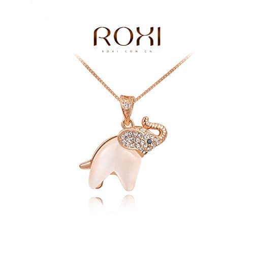 Laprapha_Necklaces Necklace Fashion New Women Luxury Opal Austrian Crystal Real 24K Rose Gold Filled Elephant Pendant Necklace