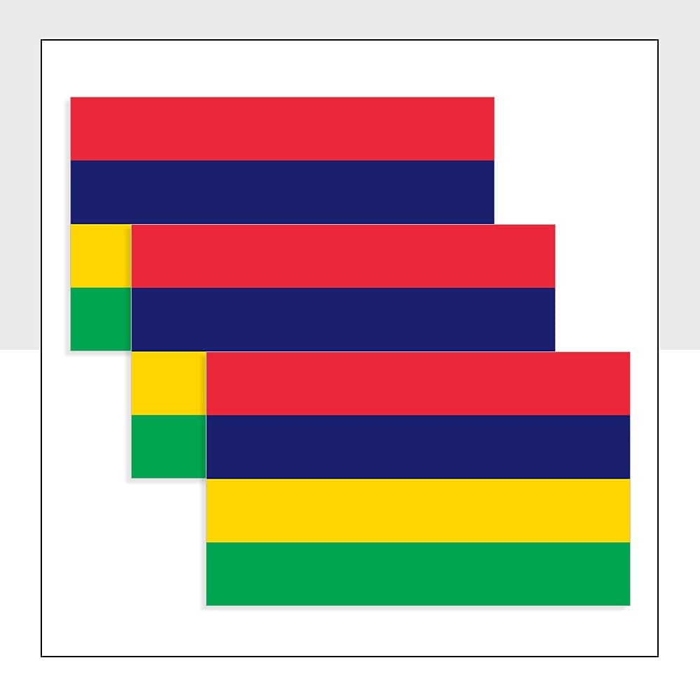 Packwith Mauritius Flags Car Stickers Pack of 3 (100 x 60 mm) Vinyl MUS Labels for Bike Van Helmet P1184