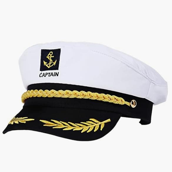 - Merchant Navy Adult Yacht Boat Ship Sailor Captain Costume Hat Cap Navy Marine Admiral - White for Mariners