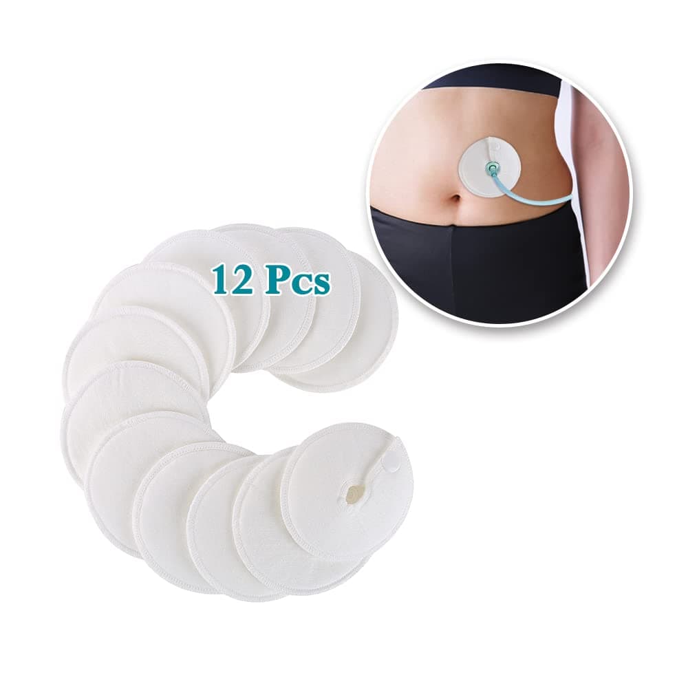 G Tube Button Covers Peritoneal Dialysis Accessories Feeding Tube Pads Peg Ng J Tube Holder Cotton Nursing Pads Nephrostomy Catheter Supplies Support for Adults Soft Reusable G Tube Covers (12 Pack)