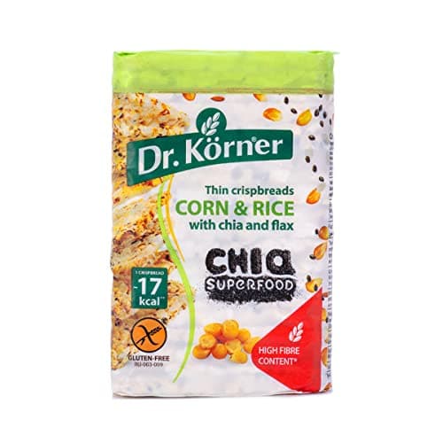Dr.Korner Crispbreads With Chia & Flax 100g - Gluten Free - Dietary Snack - High Fibre Content - Healthy Snack