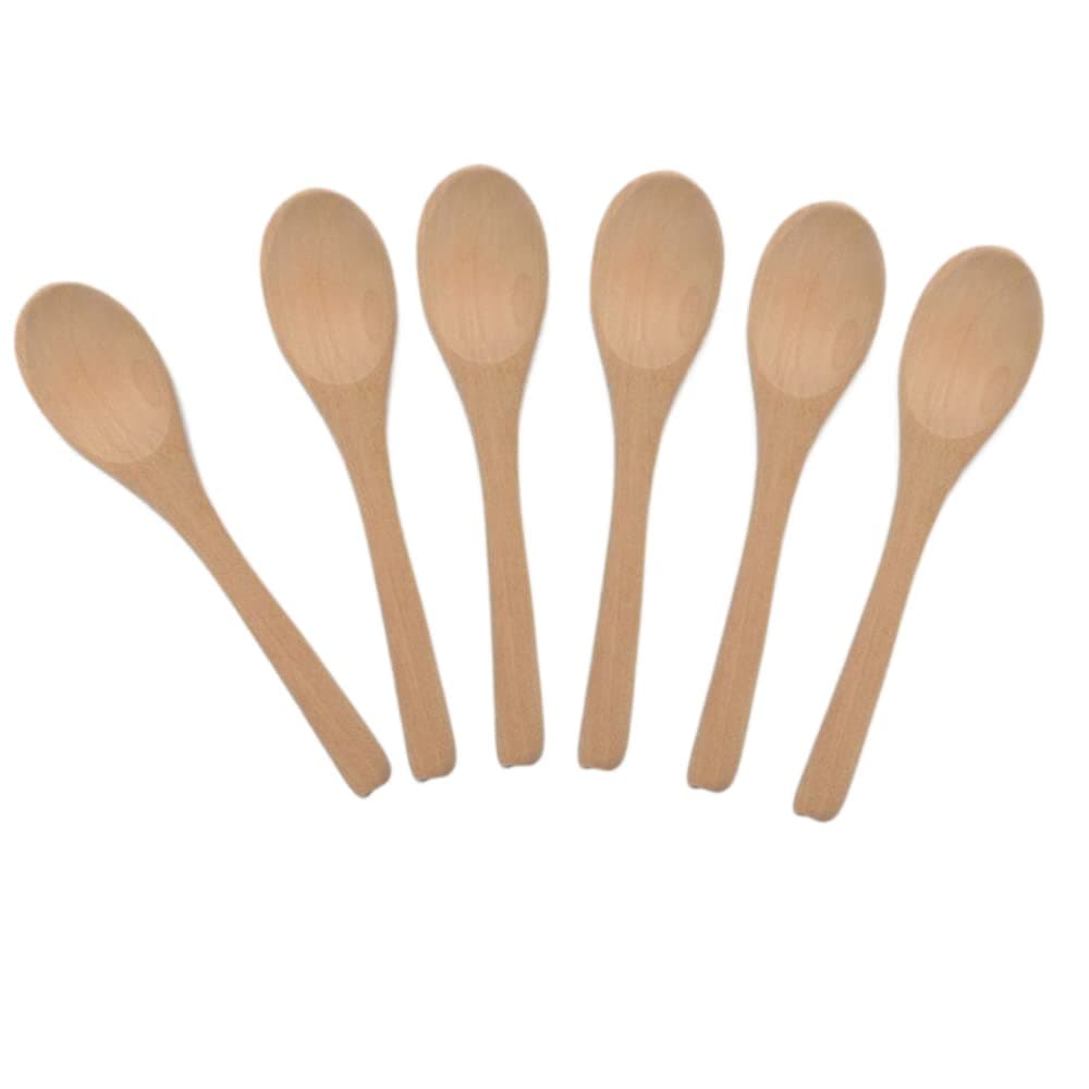6 Pcs Handmade Small Wooden Spoon Honey Teaspoon Seasoning Coffee Tea Sugar Salt Jam Mustard Ice Cream Bamboo Spoons