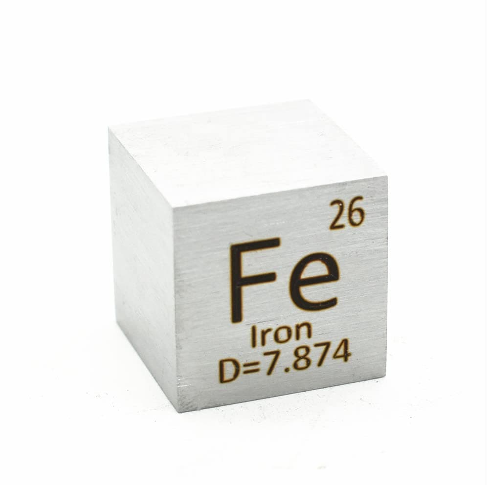 Pure Iron Cube Fe 99.99% Element Cube 25.4mm Density Cube for Element Collection Periodic Table Hunter, and More (1", Iron)