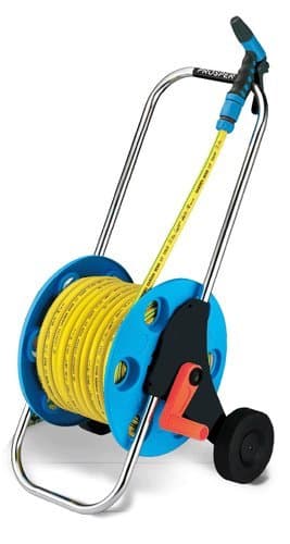 Garden Hose Reels Movable Floor Stand with 100 Ft 1/2" Hose, Nozzle and All Accessories-pr3015a