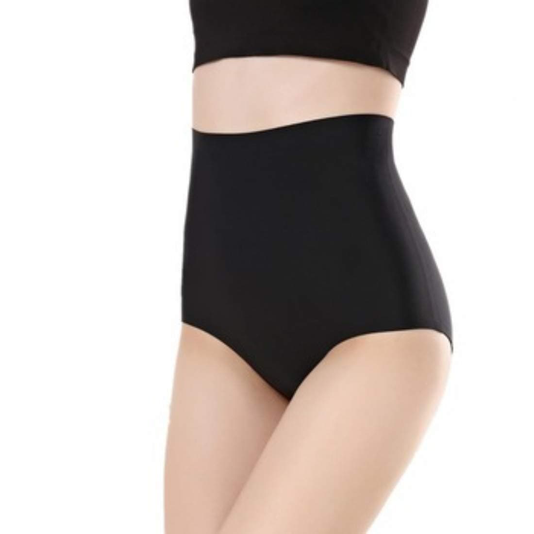 GLAMROOT Women's High Waist Seamless Traceless Smooth High Waist Panty,Black