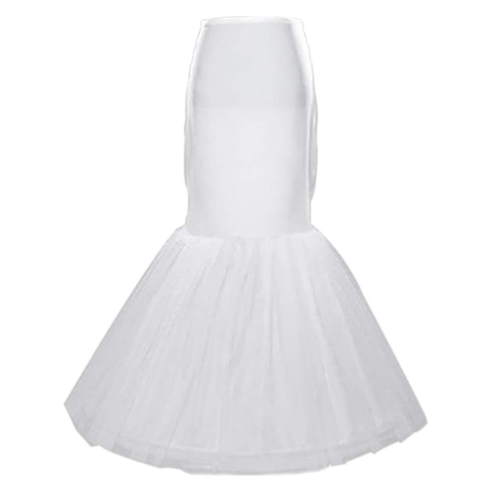 Vintage Mermaid Fishtail Crinoline Petticoat Skirt Slip- Length Net Underskirt Wedding Dress Wedding Petticoat Crinoline (1 Hoop,White)