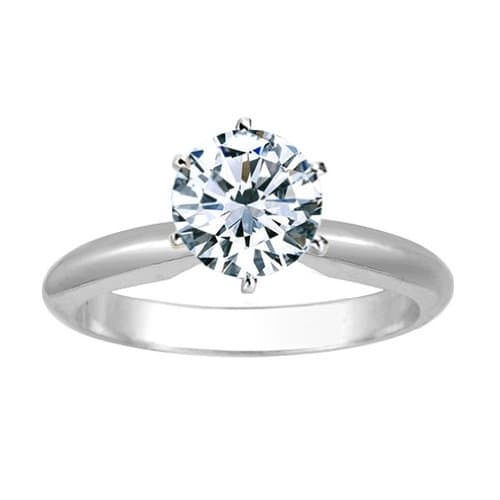 1/2 Carat Round Cut Diamond Solitaire Engagement Ring 14K White Gold 6 Prong (J, I2, 0.45 c.t.w) Very Good Cut