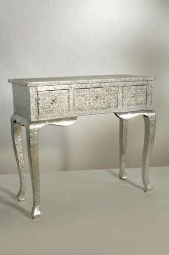 Silver Embossed 3-Drawer Console Table