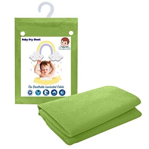 MINIME Baby Dry Sheet | Water Resistant & Bed Protector Dry Sheets (Medium, Pista Green)