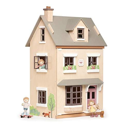 Tender Leaf ToysFoxtail Villa - Furnished 27.95” Tall Town Style Pretend Play Doll House - Encourage Creative and Imaginative Fun Play for Children 3+