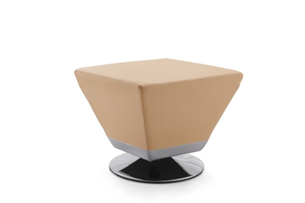 Swivel Contemporary Modern Diamond Occassional Accent Leatherette Ottoman, 20.x20.x17.H, Tan