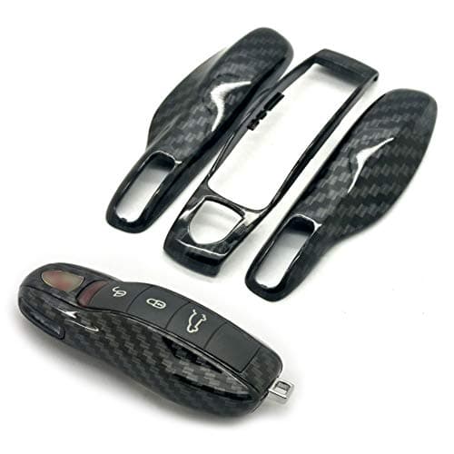 3 PCS Remote Start Keyless Key Case Cover Shell for Porsche Cayenne Panamera Caman 911 981 (Carbon Gloss Fiber)