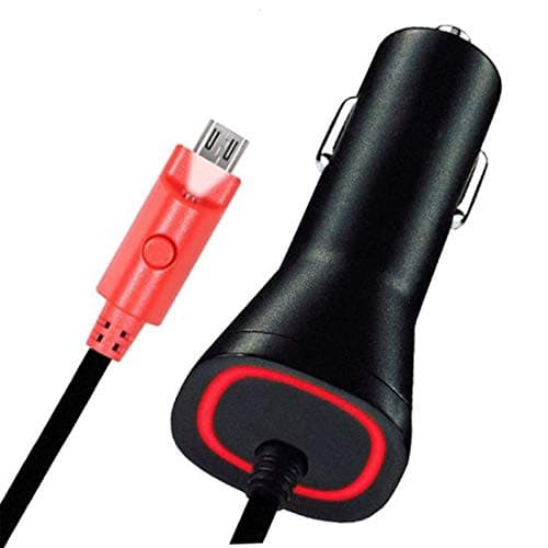 Professional Quick Fast Car Charger for Samsung Galaxy View 18.4" 32GB (Wi-Fi) MicroUSB with Press Button LED Light. (2.1A / Black)