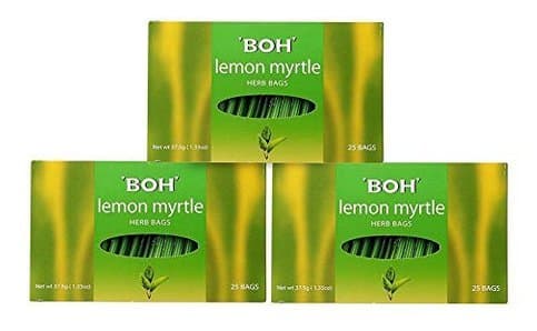 3-Pack/ BOH Award Winning Tea Brand/Lemon Myrtle/Tangy Lemongrass, Lime & Lemon Flavour/Light & Refreshing With Delicate Lemony Scent, Leaving You De-Stressed & Invigorated/Caffeine Free/25 herb bagss
