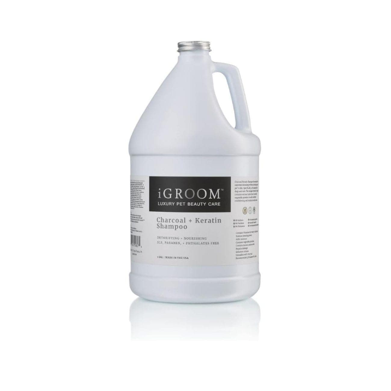 Charcoal Keratin Dog Shampoo, Luxury Pet Beauty Care, Protect Coat and Skin, Detoxifies with Charcoal, Made in USA, Gallon