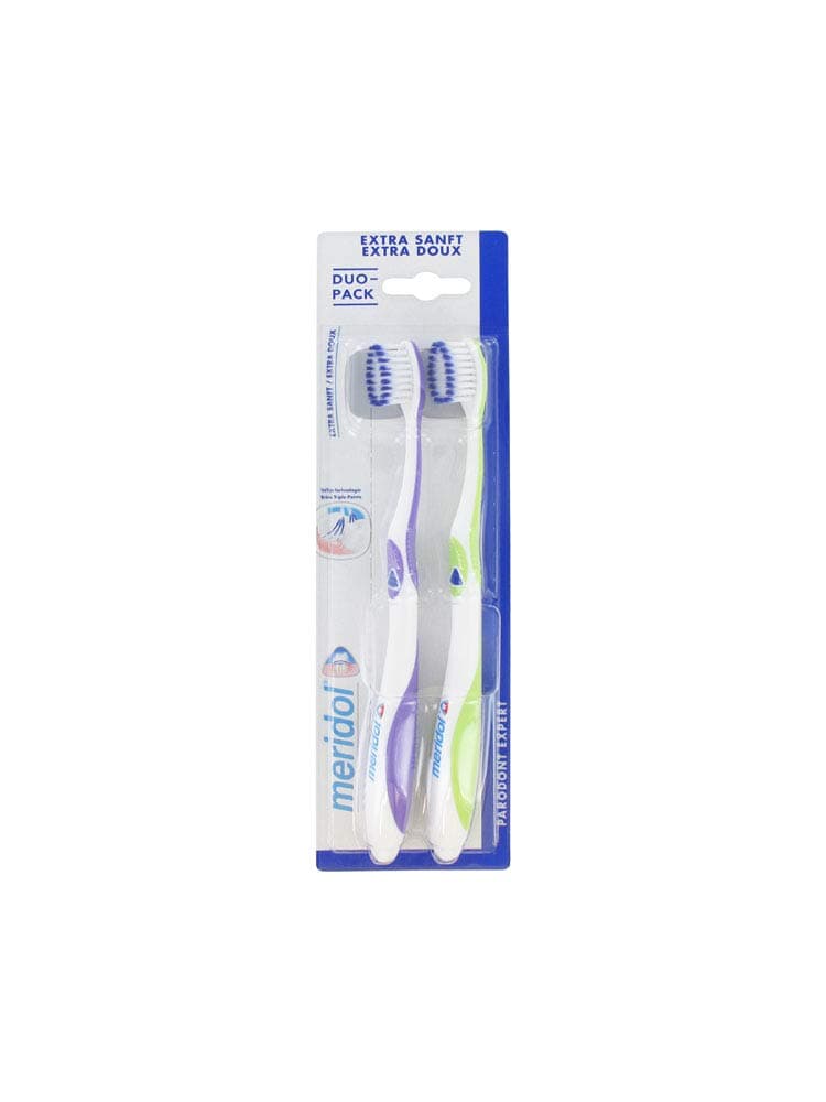 MeridolParodont Expert Duo Pack Extra Soft Toothbrush - Purple and Green