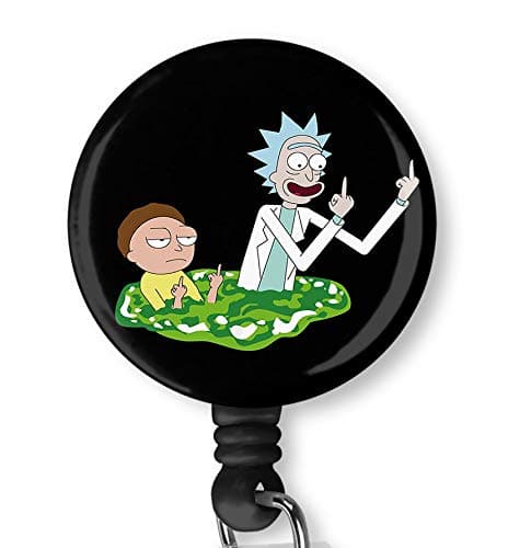 Rick and Morty Retractable ID Card Badge Holder with Alligator Clip, Name Nurse Decorative Badge Reel Clip on Card Holders