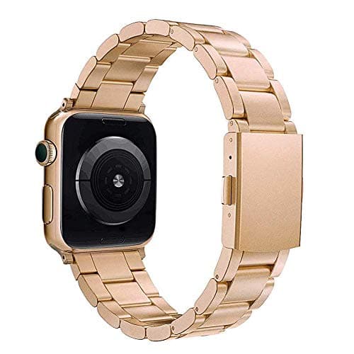 Simpeak Slim Band Compatible with Apple Watch 44mm 42mm, Stailess Steel Metal Band Strap Replacement for Apple Watch Series 5 4 3 2 1, 44mm Rose Gold
